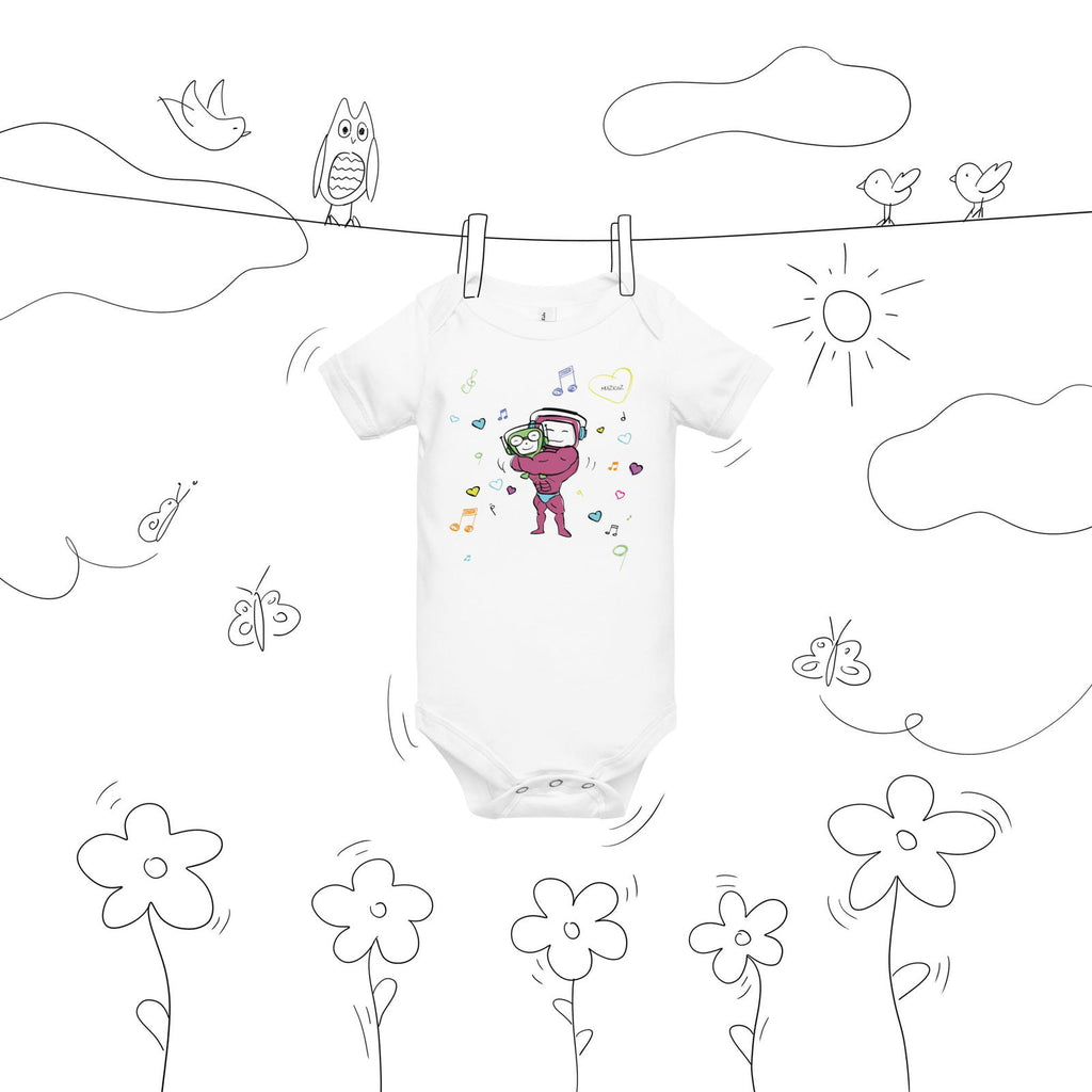 Big Hug Kids - Arno & Flip (Muzicoz) Baby Short Sleeve One Piece - Popstar Panda