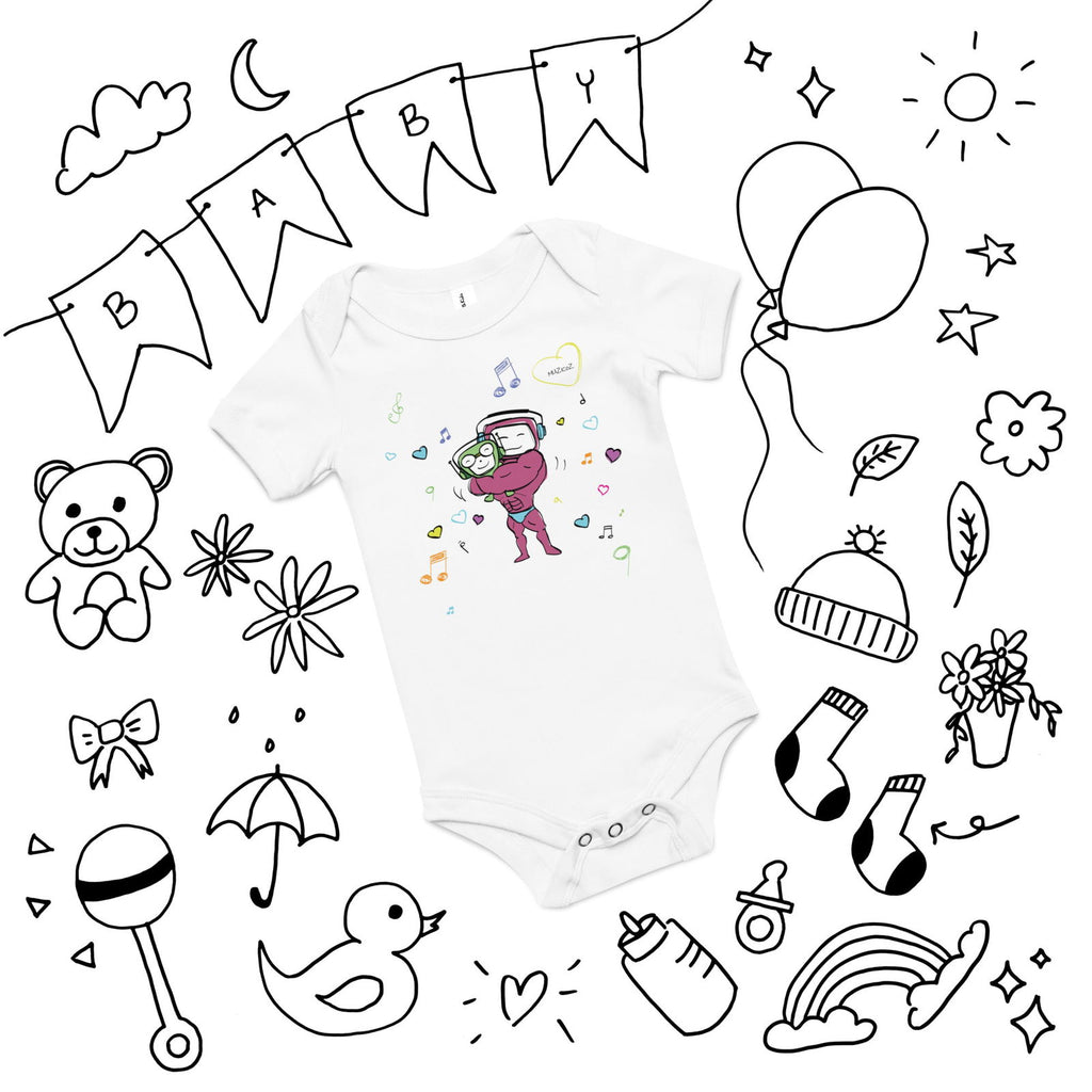 Big Hug Kids - Arno & Flip (Muzicoz) Baby Short Sleeve One Piece - Popstar Panda