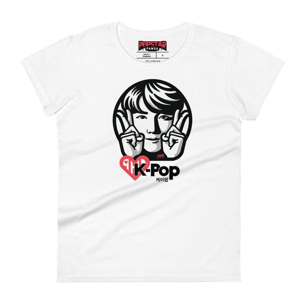 K-Pop Male iCon Women's Short Sleeve T-Shirt - Popstar Panda - 